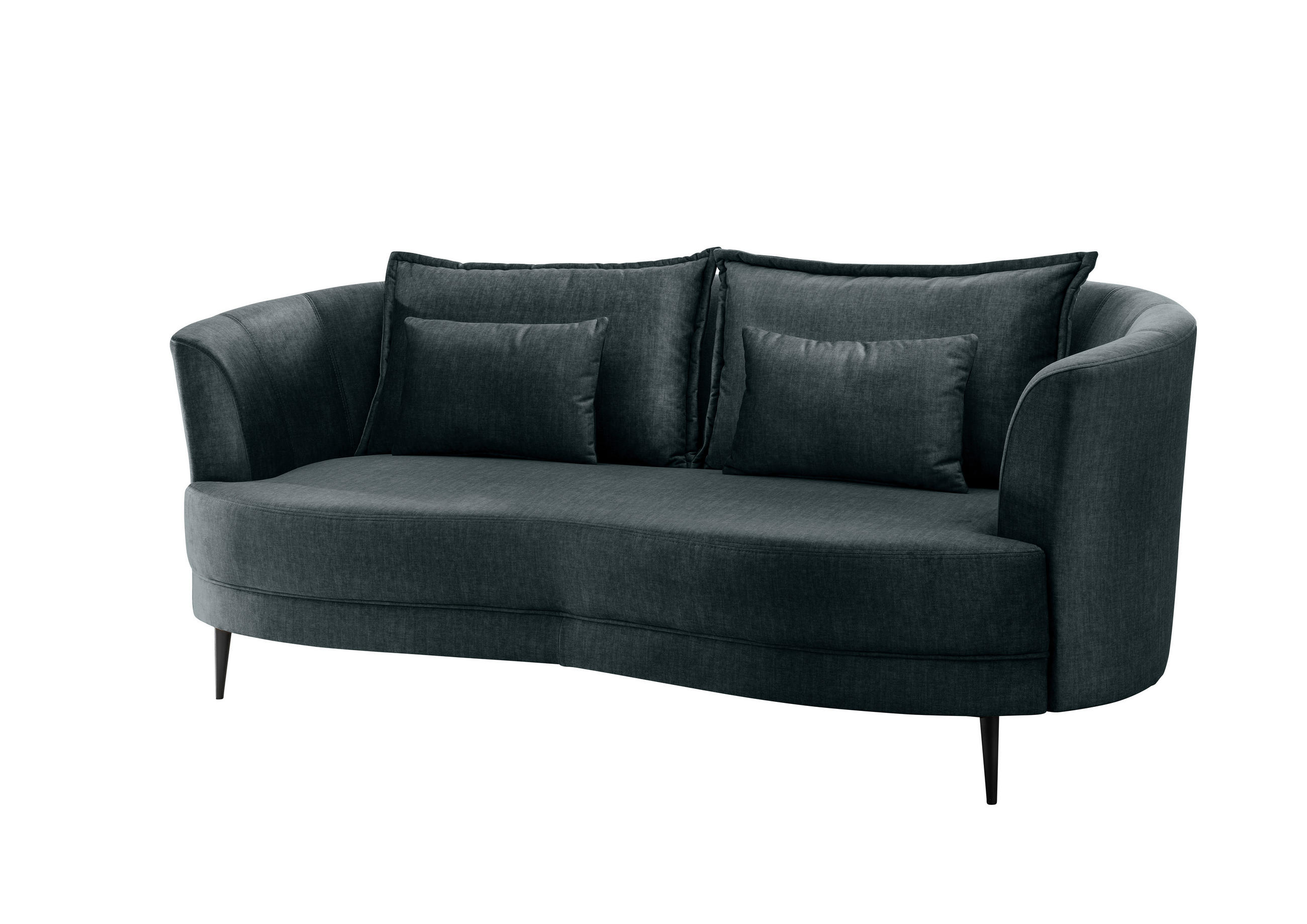 3-SITZER-SOFA in Velours Blau  - Blau/Schwarz, MODERN, Textil/Metall (209/85/101cm) - Livetastic