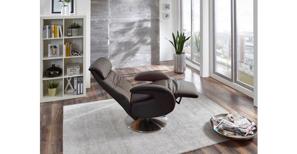 RELAXSESSEL in Leder Grau - Grau, KONVENTIONELL, Leder/Metall (70/114/80cm) - Cantus