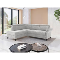 ECKSOFA Flachgewebe Silberfarben  - Silberfarben/Schwarz, Konventionell, Textil/Metall (193/247cm) - Sit & More