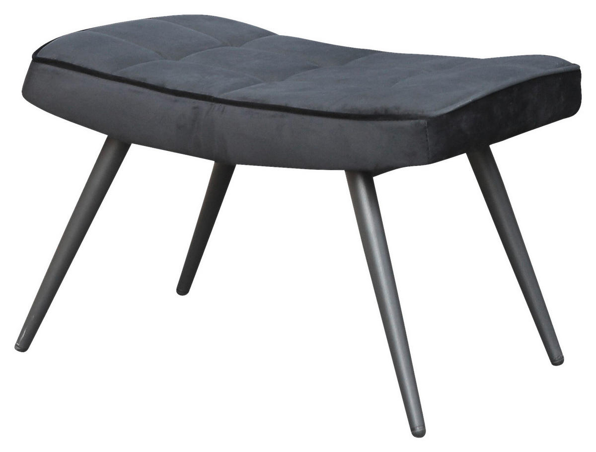 HOCKER Samt Schwarz  - Schwarz, MODERN, Textil/Metall (60/39/41cm) - MID.YOU