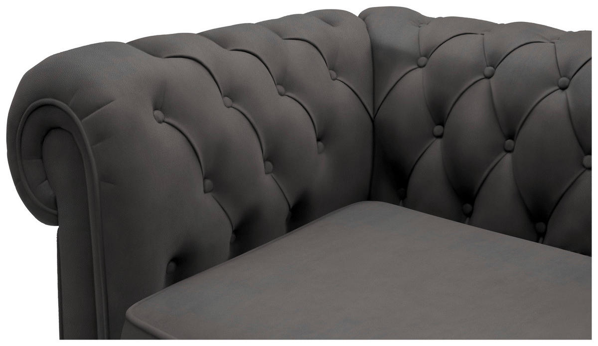 CHESTERFIELD-SOFA in Lederlook Dunkelgrau  - Wengefarben/Dunkelgrau, Lifestyle, Holz/Textil (206/76,5/96cm) - Landscape