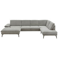 WOHNLANDSCHAFT Grau Webstoff  - Schwarz/Grau, Design, Textil/Metall (180/344/208cm) - Dieter Knoll