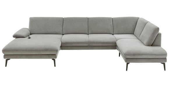 WOHNLANDSCHAFT Arzona in Webstoff Grau  - Schwarz/Grau, Design, Textil/Metall (180/344/208cm) - Dieter Knoll