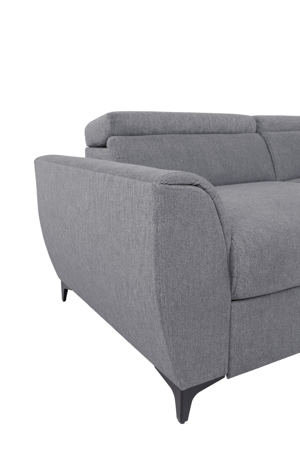 ECKSOFA in Velours Dunkelgrau  - Dunkelgrau/Schwarz, Konventionell, Textil/Metall (255/217cm) - MID.YOU