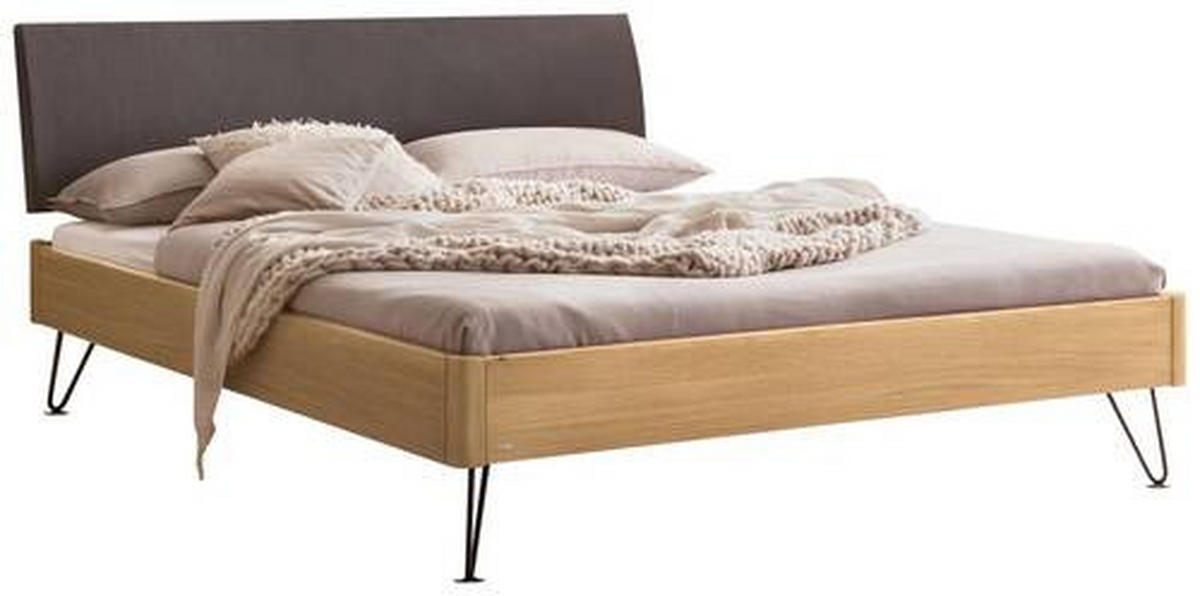 BETT 140/200 cm  in Anthrazit, Eichefarben, Dunkelgrau  - Eichefarben/Dunkelgrau, Design, Holz/Metall (140/200cm) - Hasena