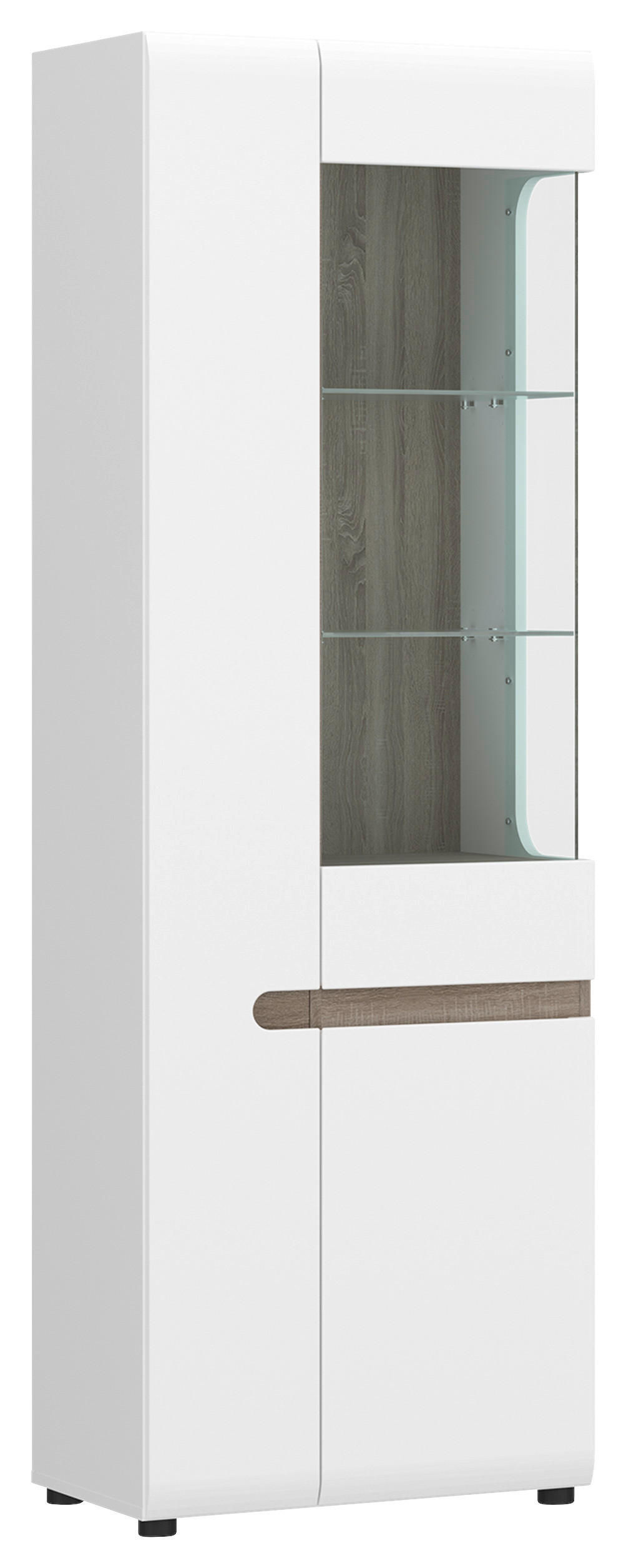 Vitrine Linate B: 63,9 Cm Alpinweiss/trüffel Eiche Dekor