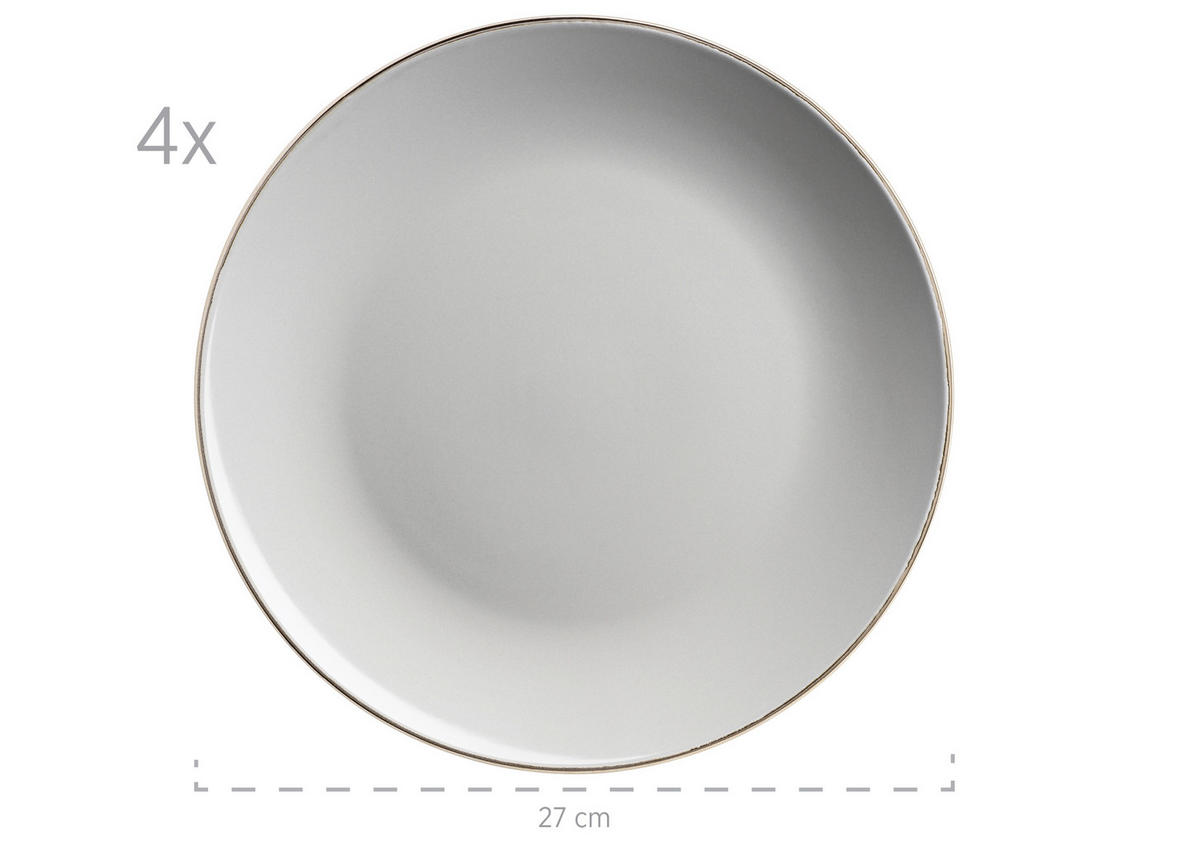KOMBISERVICE 16-teilig Metallic Rim  - Grau, Basics, Keramik (34/31,5/32cm) - Mäser