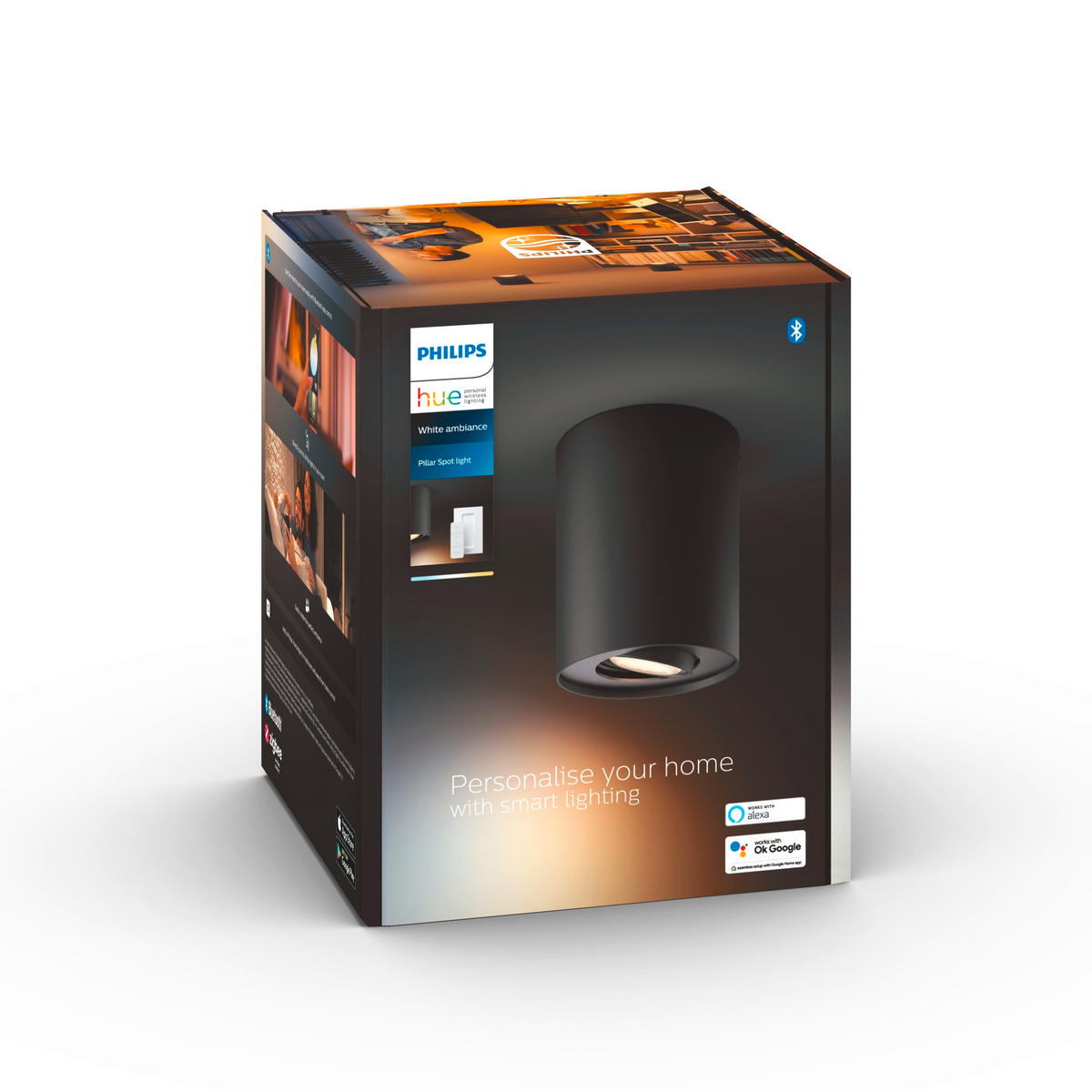 LED-STRAHLER Pillar 10,3/12/10,3 cm  - Schwarz, Design, Metall (10,3/12/10,3cm) - Philips HUE