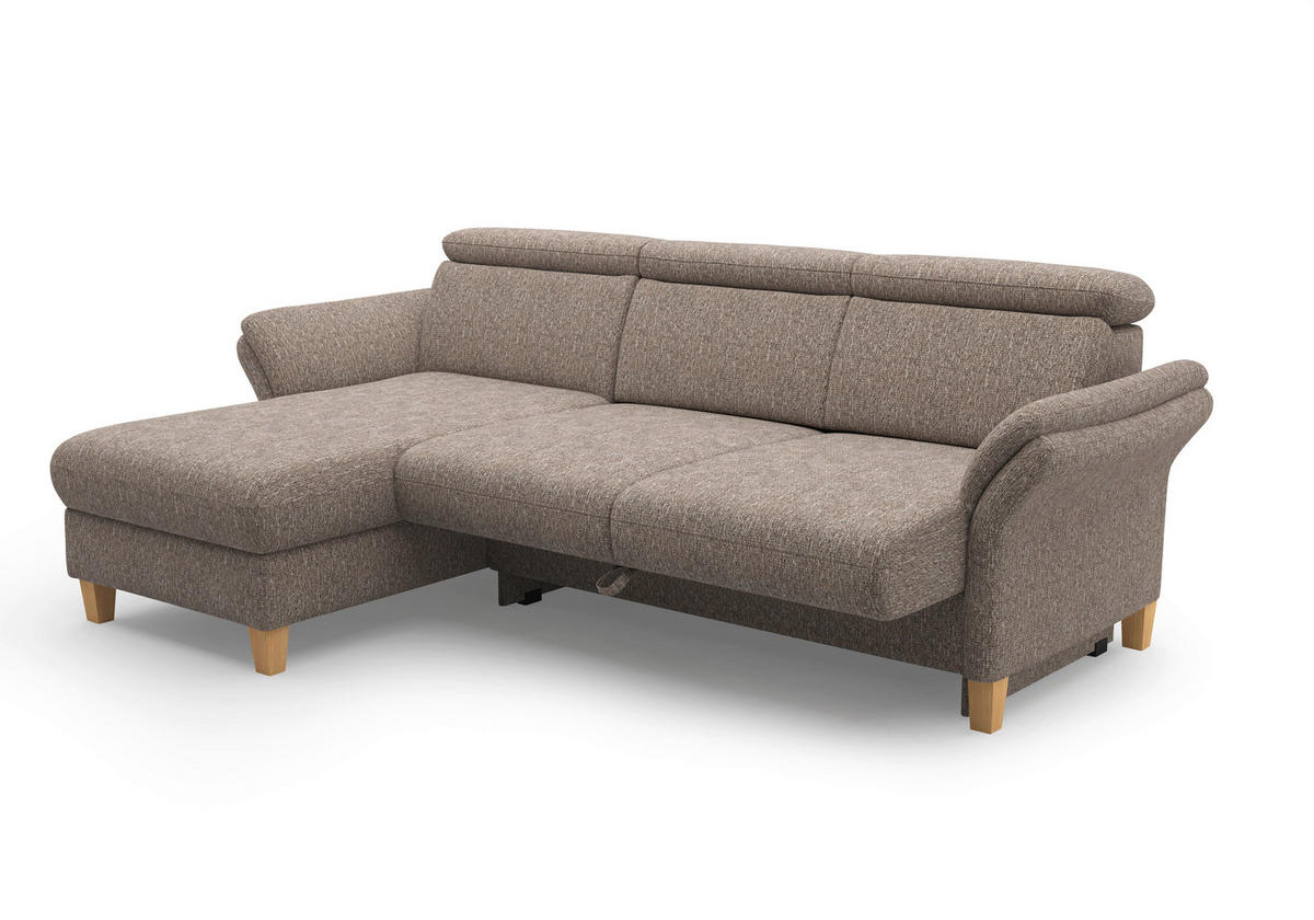 ECKSOFA GLENDALE E Cappuccino Chenille  - Eichefarben/Cappuccino, KONVENTIONELL, Holz/Textil (166/253cm) - Sit & More