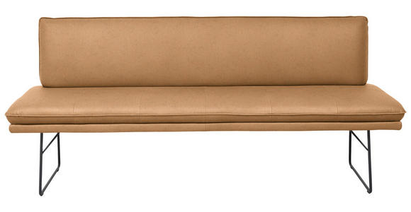 SITZBANK in Metall, Textil Schwarz, Cognac  - Cognac/Schwarz, Design, Textil/Metall (195/87/65cm) - Dieter Knoll