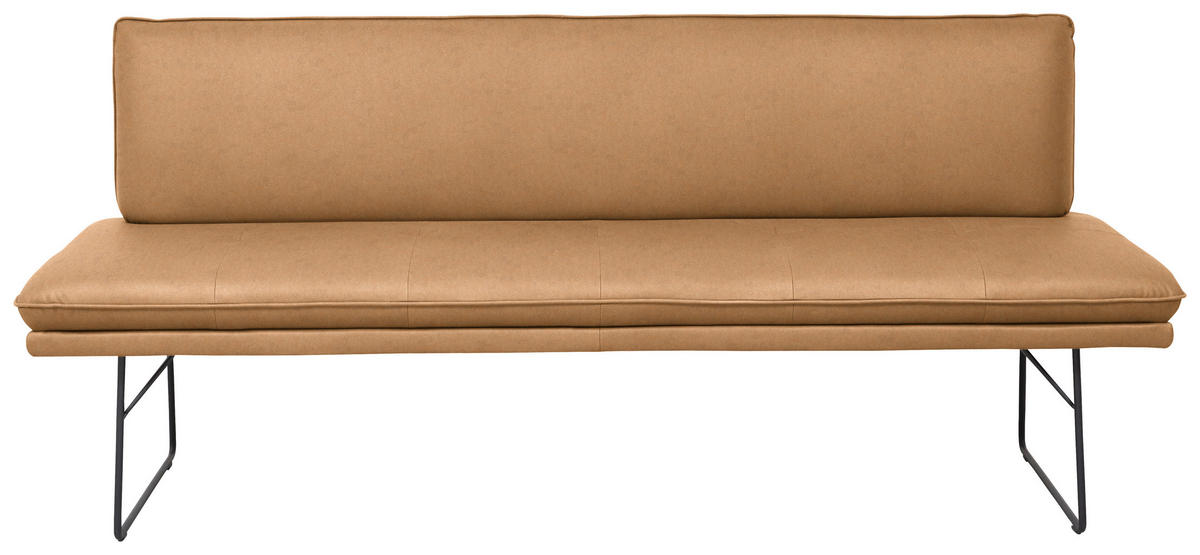 SITZBANK in Metall, Textil Schwarz, Cognac  - Cognac/Schwarz, Design, Textil/Metall (195/87/65cm) - Dieter Knoll