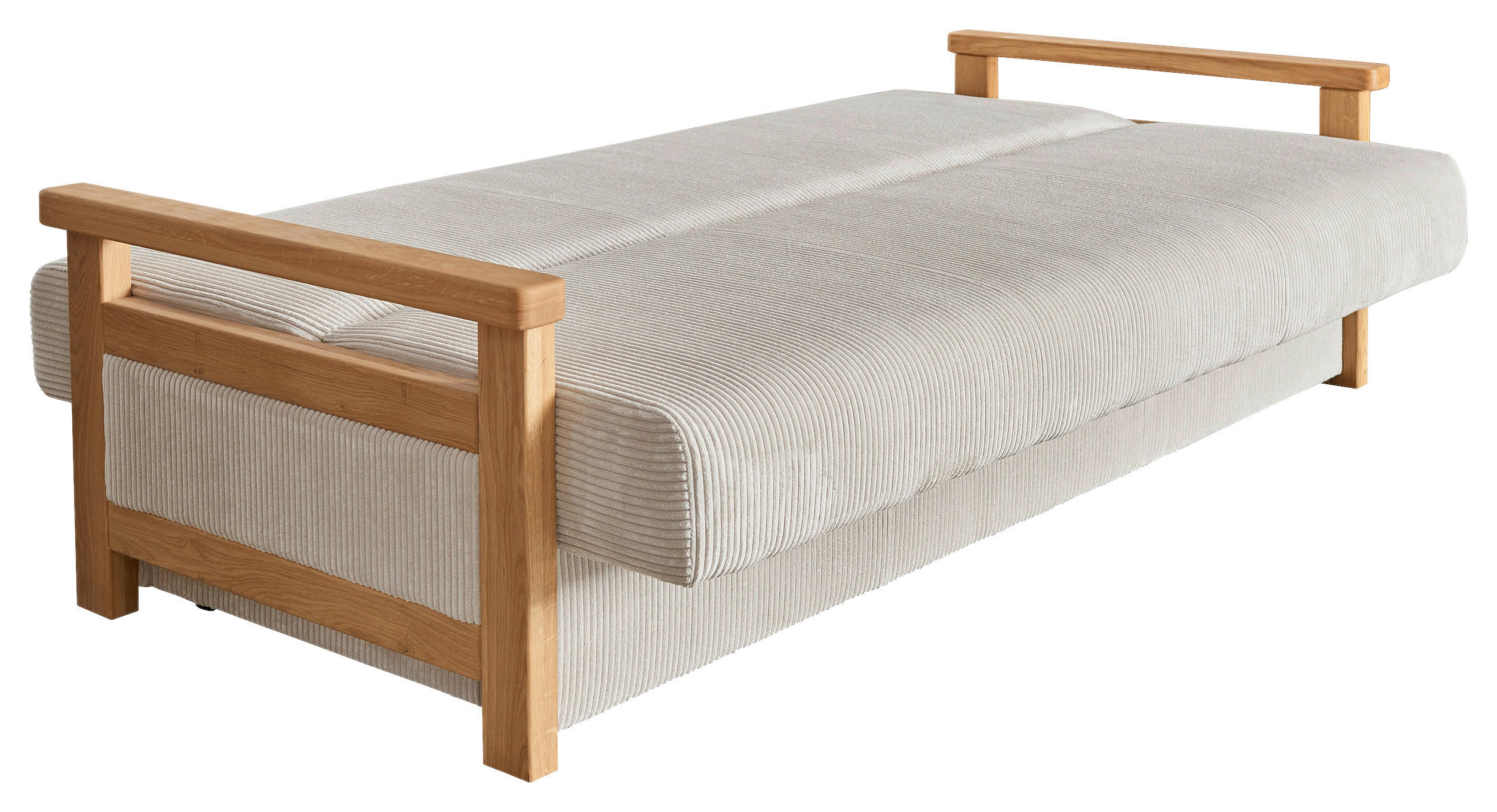 SCHLAFSOFA Webstoff Creme  - Creme/Naturfarben, Design, Holz/Textil (220/90/90cm) - P & B