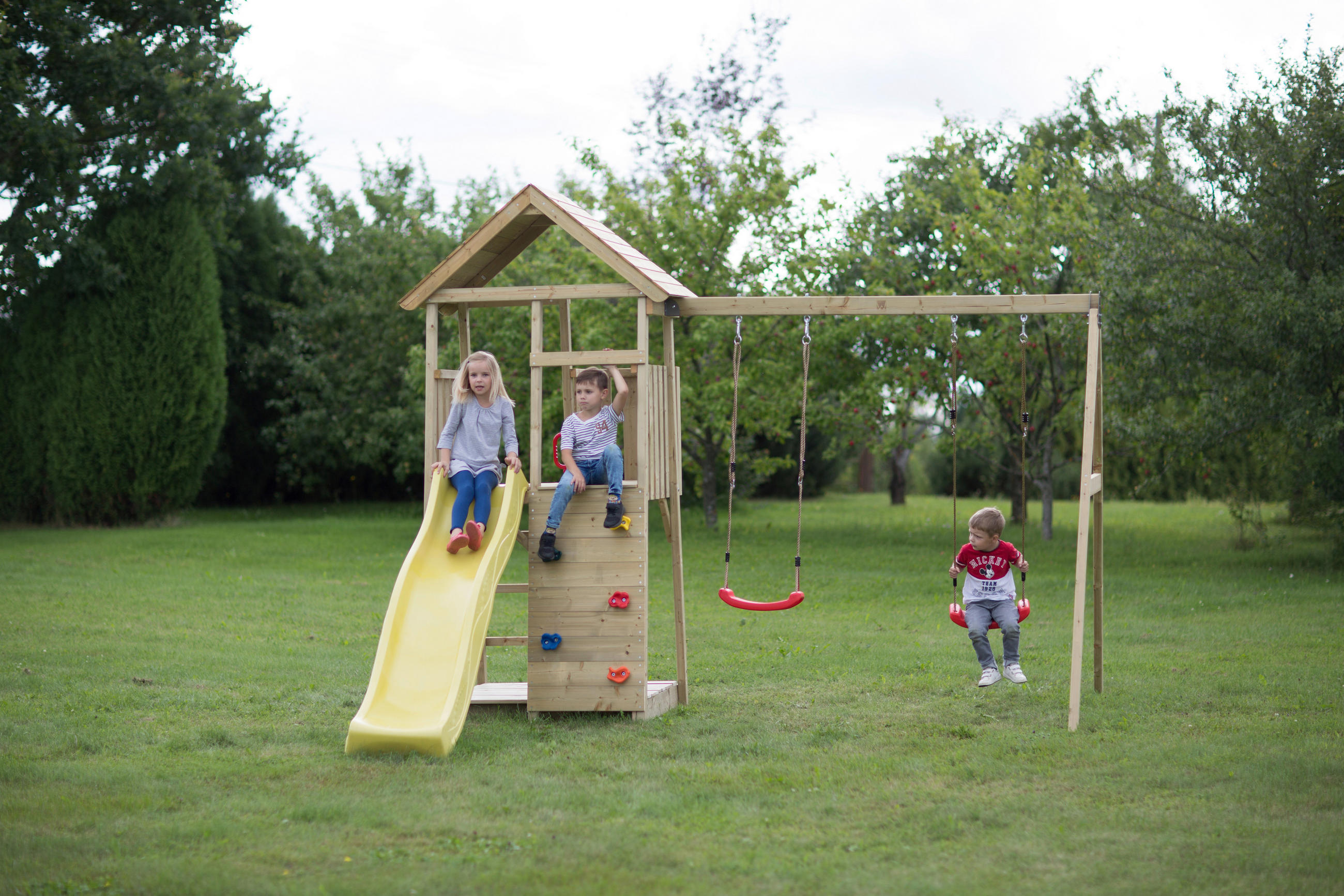 SPIELTURM 340/270/280 cm  - Gelb/Naturfarben, KONVENTIONELL, Holz (340/270/280cm) - Ambia Garden