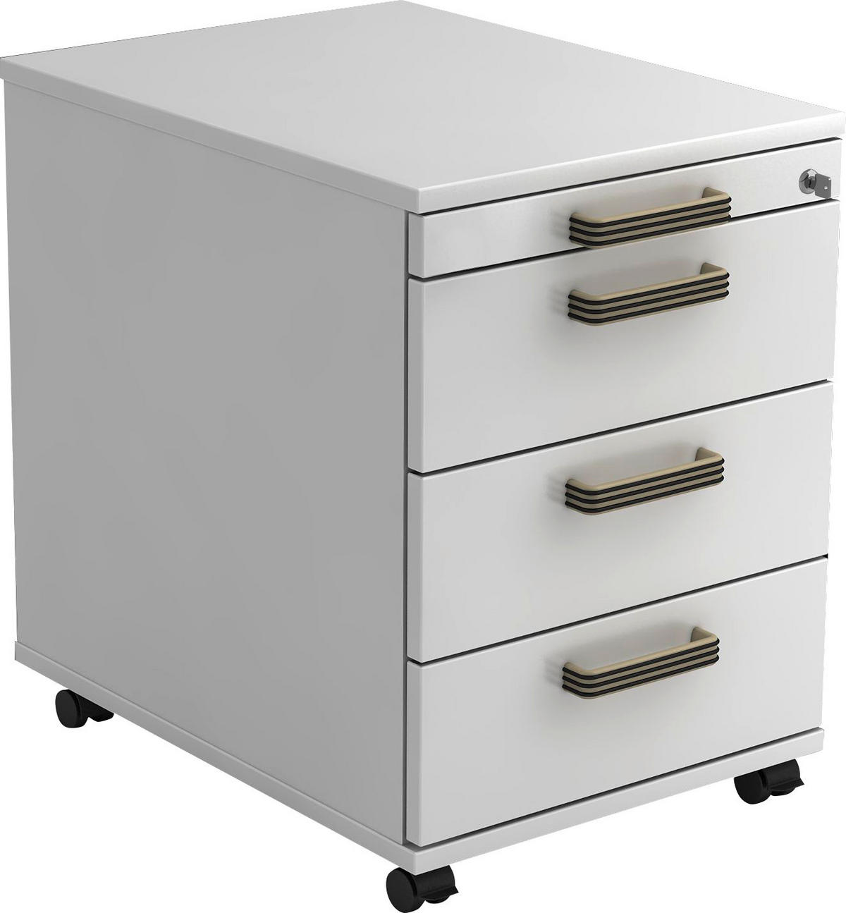 ROLLCONTAINER Weiß  - Schwarz/Alufarben, KONVENTIONELL, Holzwerkstoff/Kunststoff (42,8/59/56cm) - Venda