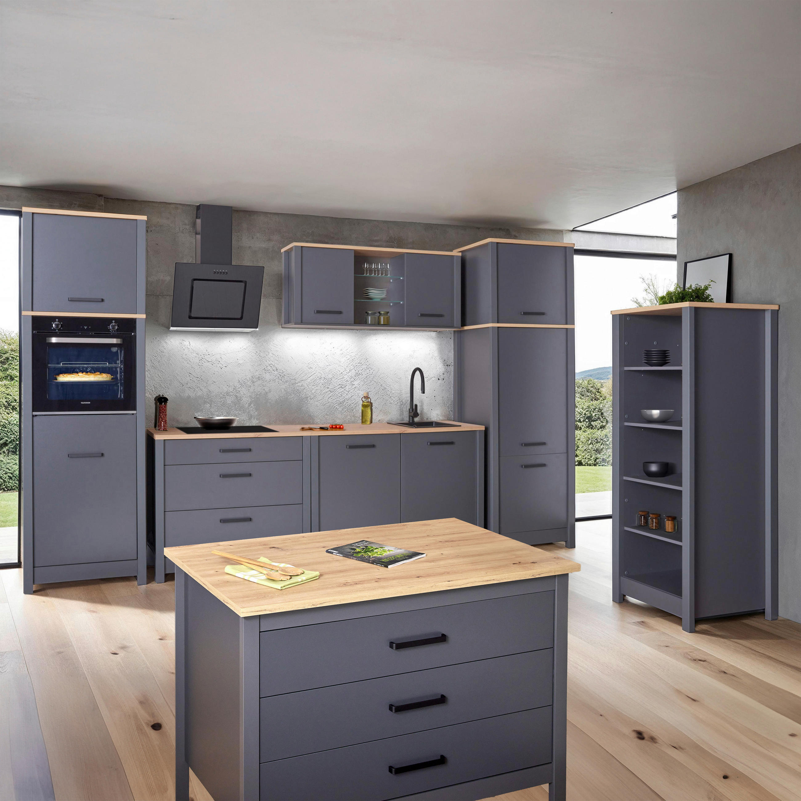 AUFSATZSCHRANK 70/60,5/60 cm  in  - Anthrazit/Schwarz, MODERN, Holzwerkstoff/Metall (70/60,5/60cm) - home24