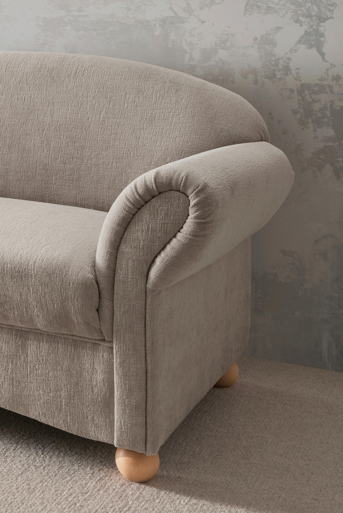 2,5-SITZER Mikrofaser Taupe  - Taupe/Wildeiche, KONVENTIONELL, Holz/Textil (198/84/80cm) - Livetastic