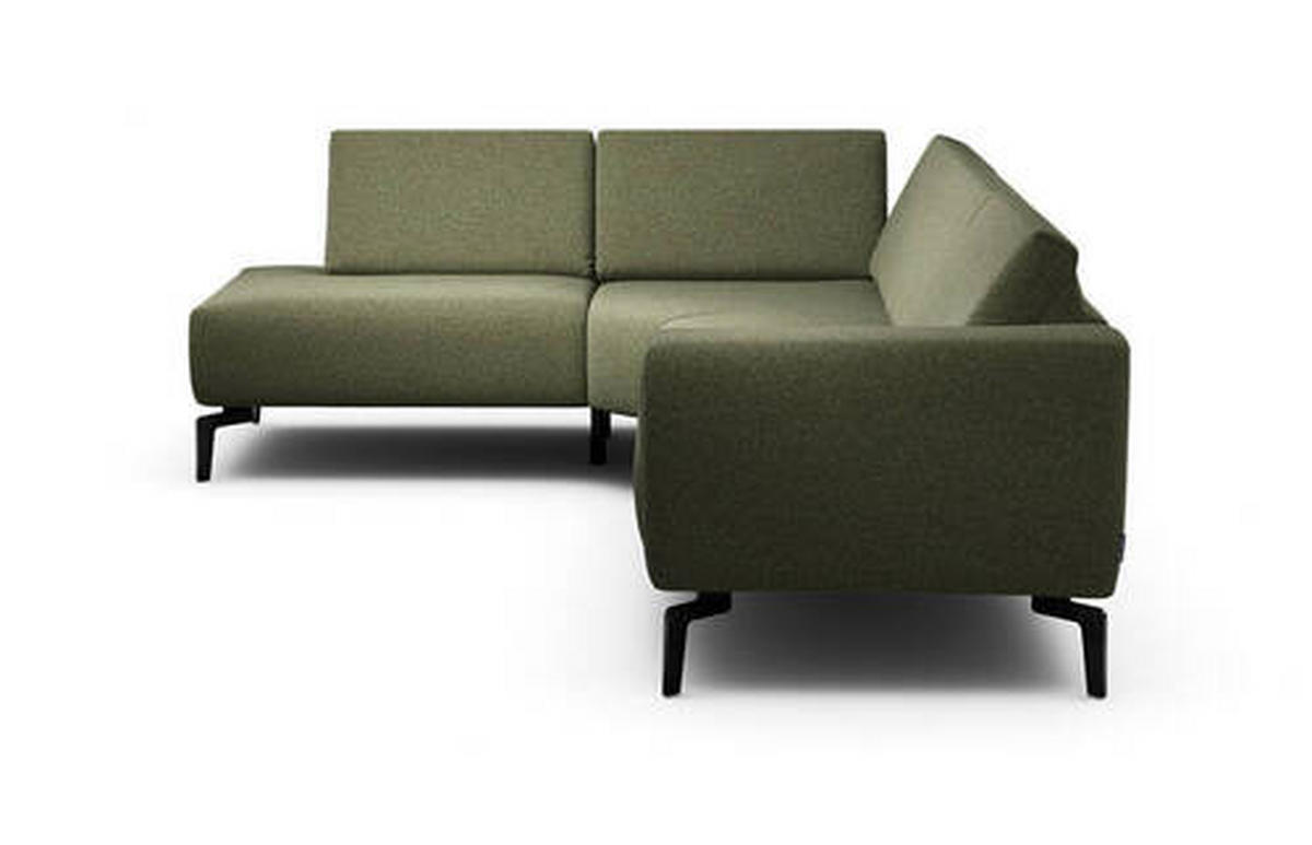 ECKSOFA in Chenille Waldgrün  193/256 cm  - Waldgrün/Schwarz, Design, Textil/Metall (193/256cm) - SENSOO