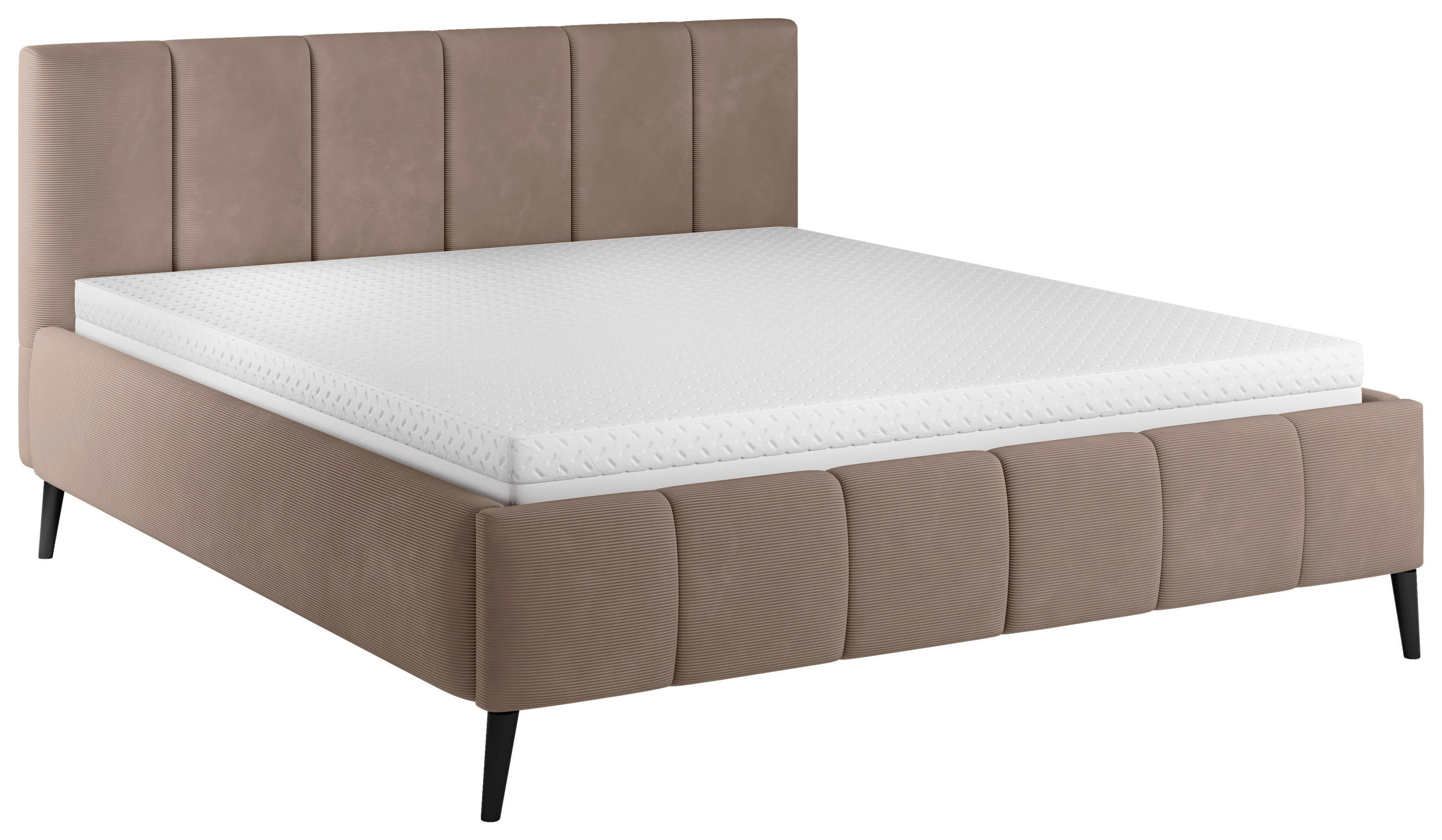 POLSTERBETT 180/200 cm  in Hellbraun  - Hellbraun/Schwarz, Trend, Holz/Textil (180/200cm) - home24
