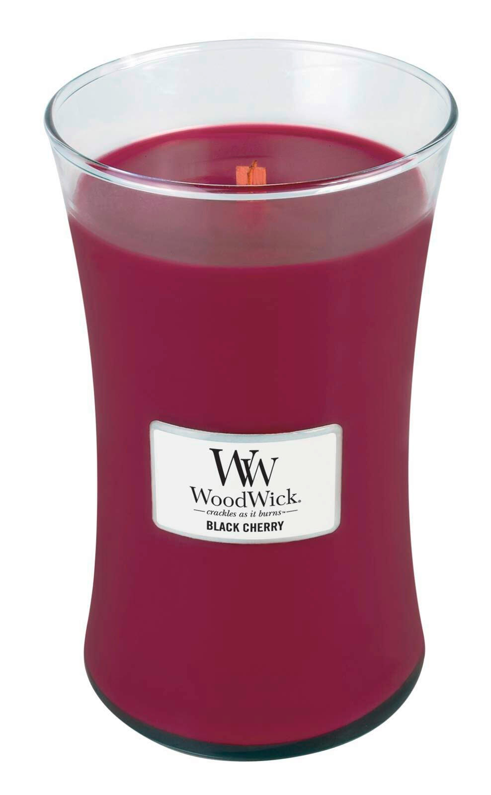 DIŠEČA SVEČA - vinsko rdeča, Basics, steklo/les (10/18/10cm) - WoodWick
