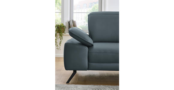 ECKSOFA in Echtleder Grau  - Schwarz/Grau, Design, Leder/Metall (332/193cm) - Dieter Knoll