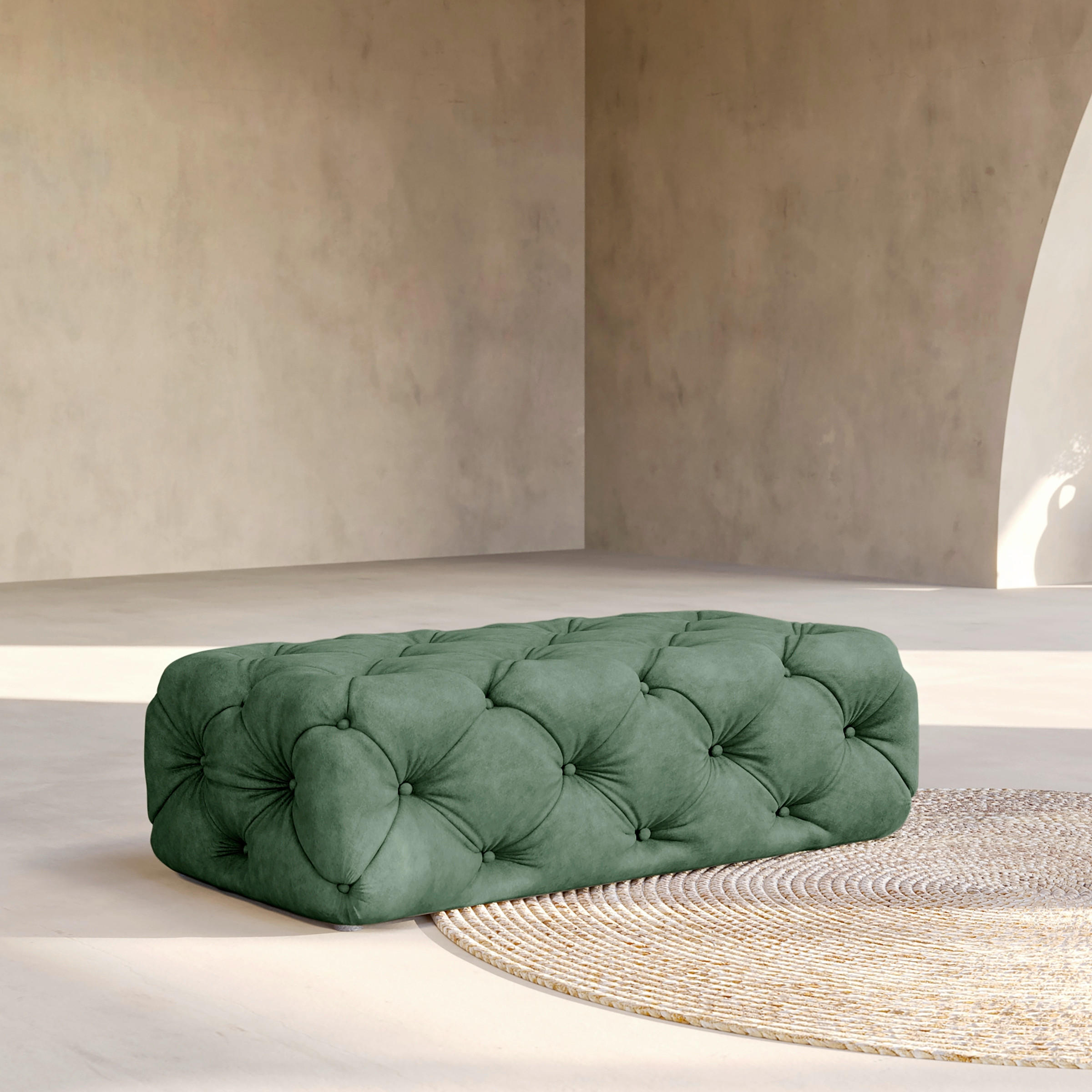 HOCKER in Textil Waldgrün  - Waldgrün/Schwarz, Design, Kunststoff/Textil (130/39/65cm) - P & B