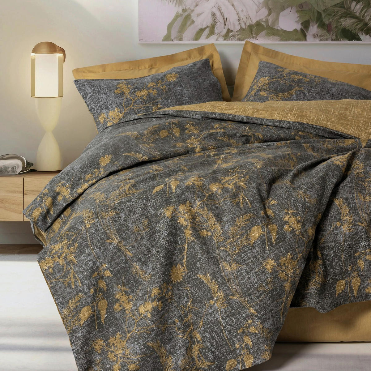 BETTWÄSCHE 155/220 cm  - Senfgelb/Multicolor, Basics, Textil (155/220cm)