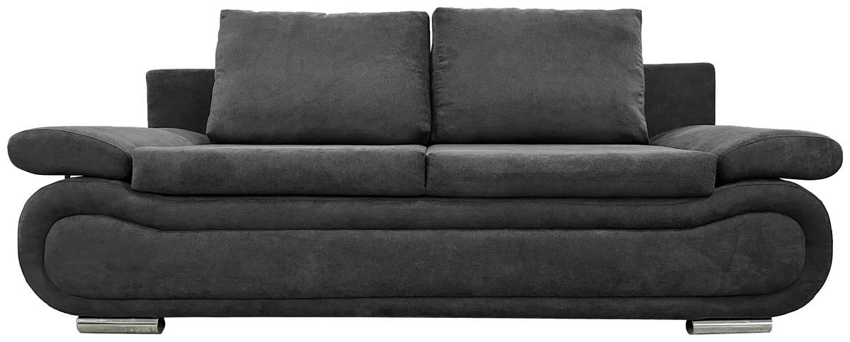 SCHLAFSOFA in Jacquard Anthrazit  - Chromfarben/Anthrazit, Design, Textil (200/78/90cm) - Venda