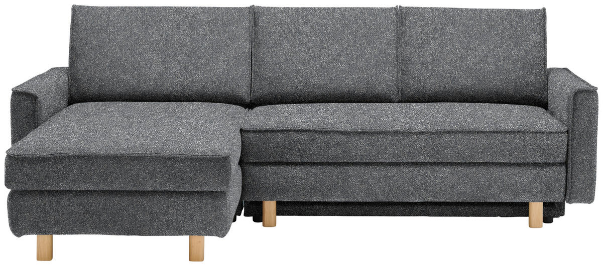 ECKSOFA  in Mikrovelours Grau  170/237 cm  - Eichefarben/Grau, KONVENTIONELL, Holz/Textil (170/237cm) - Sedda