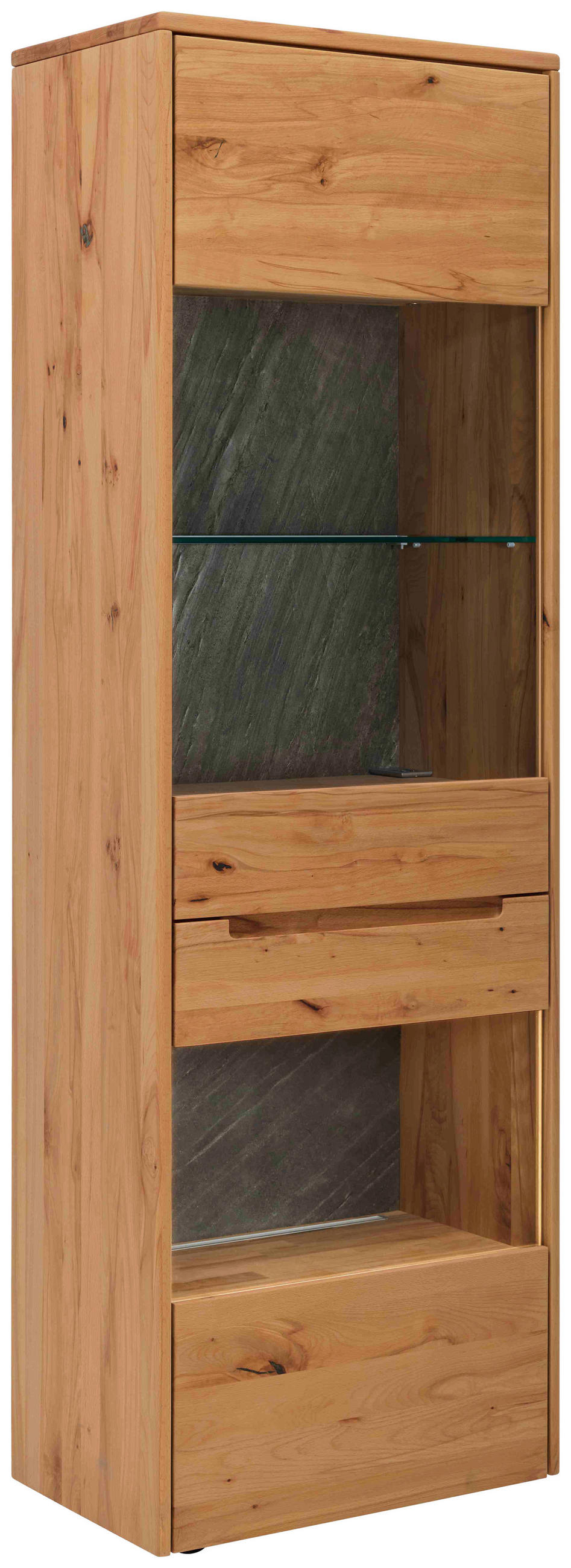 VITRINE  in massiv Buche Buchefarben - Buchefarben, Natur, Glas/Holz (64,4/197/39,5cm) - Valdera