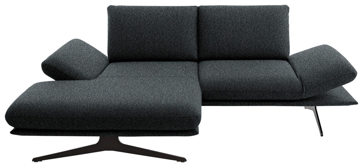 ECKSOFA  in Flachgewebe Anthrazit  155/234 cm  - Anthrazit/Schwarz, Design, Textil/Metall (155/234cm) - Dieter Knoll