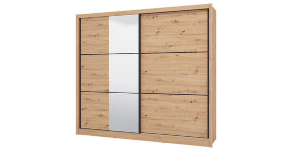 SCHIEBETÜRENSCHRANK 242/215,5/60 cm 2-türig Eiche Artisan  - Schwarz/Eiche Artisan, Basics, Glas/Holzwerkstoff (242/215,5/60cm) - Xora