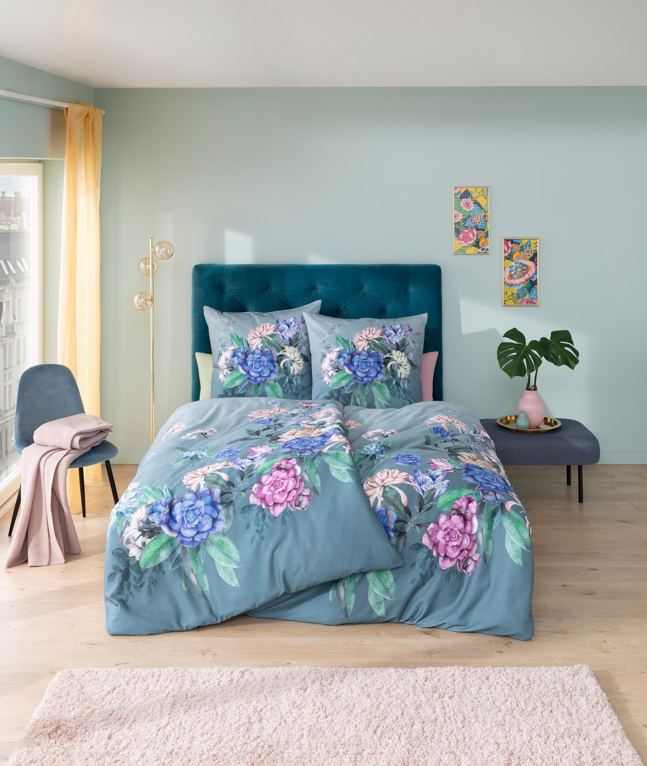BETTWÄSCHE 155/220 cm Impulse Makosatin  - Blau, Design, Textil (155/220cm) - Estella