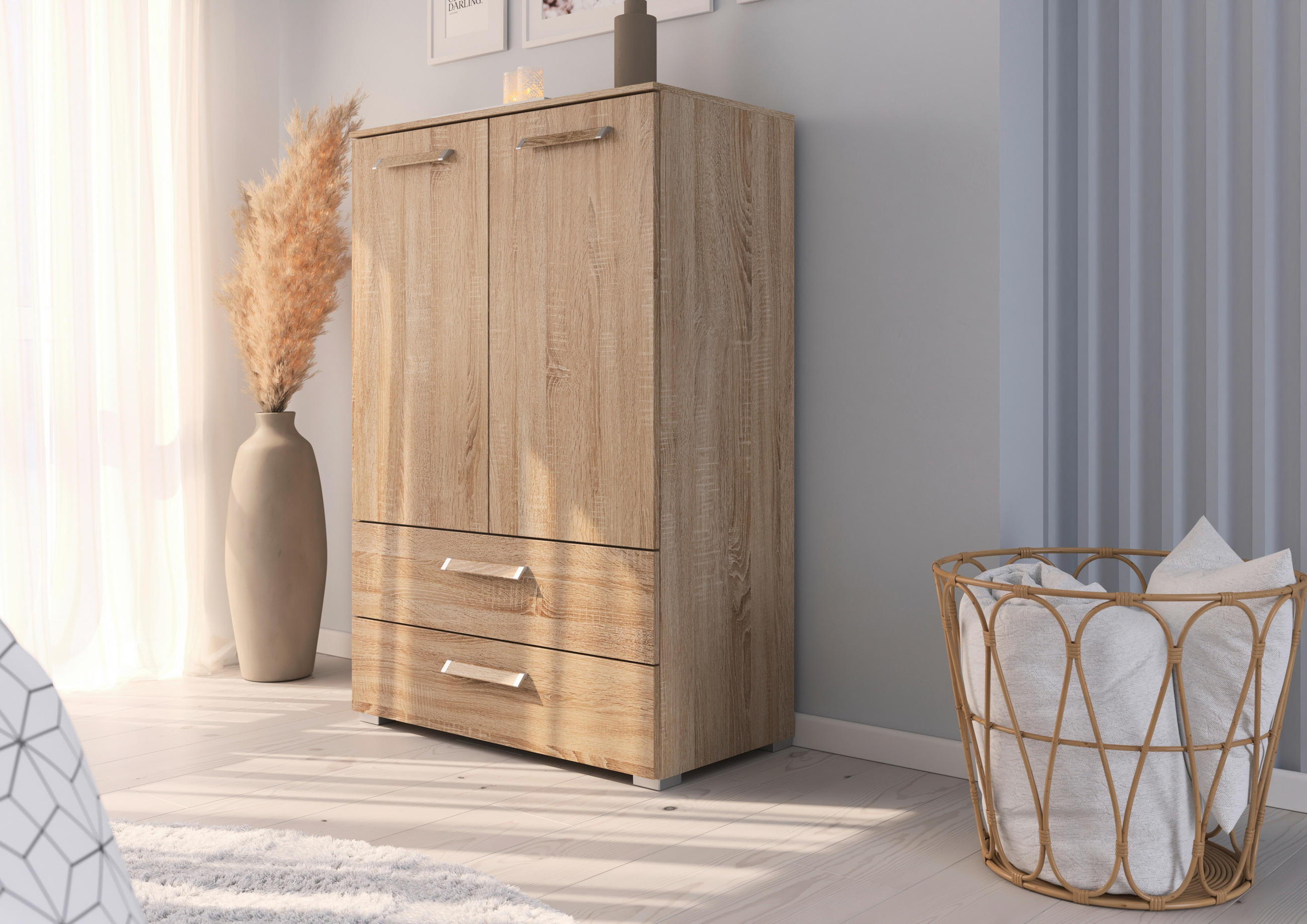 HIGHBOARD  in 80/119/42 cm  - Silberfarben/Sonoma Eiche, Design, Holzwerkstoff/Kunststoff (80/119/42cm) - Novel