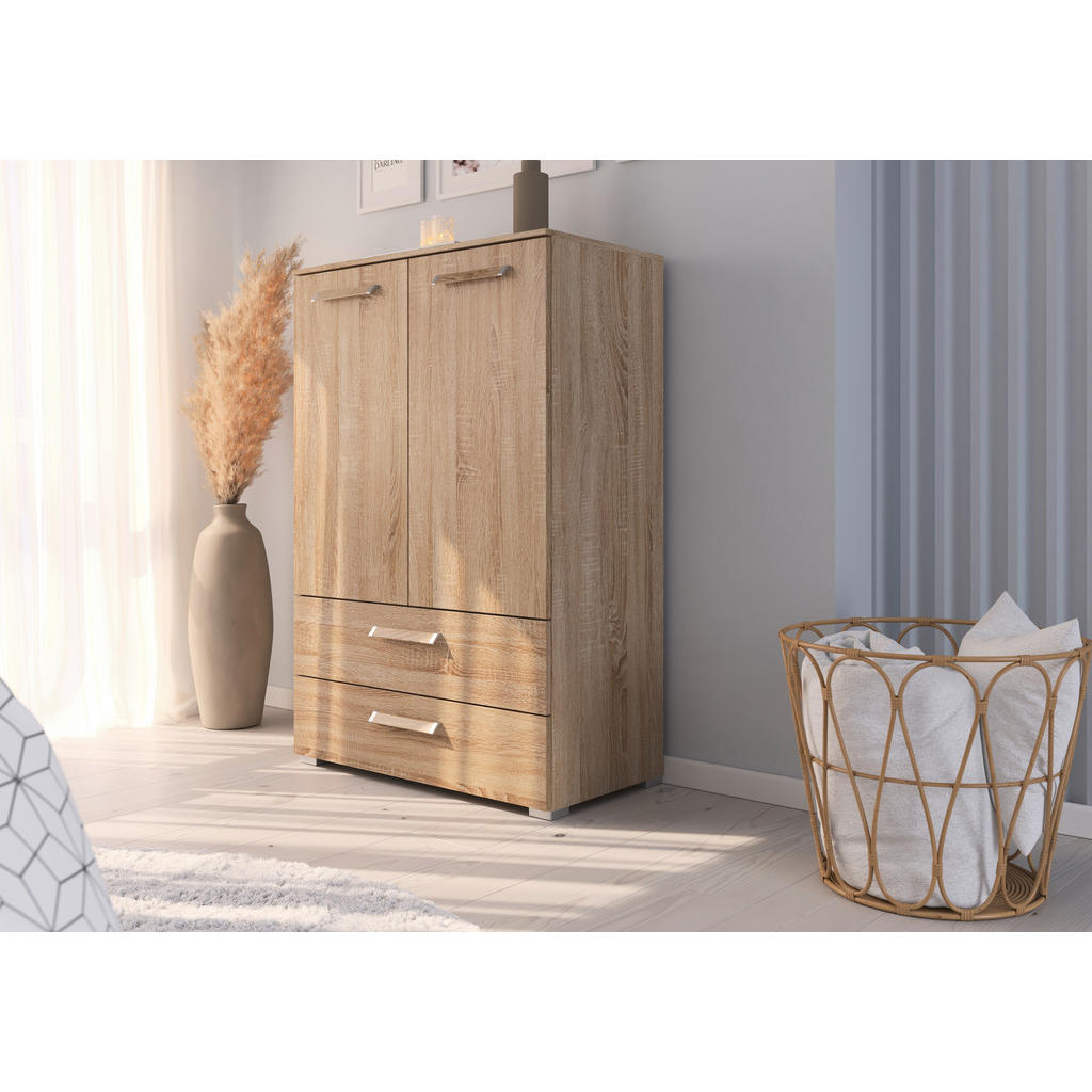 Thumbnail - Novel Highboard, Sonoma Eiche, Holzwerkstoff, 2 Fächer, 4 Schublade(n) Schubladen, 80x119x42 cm, Blauer Engel, Goldenes ...