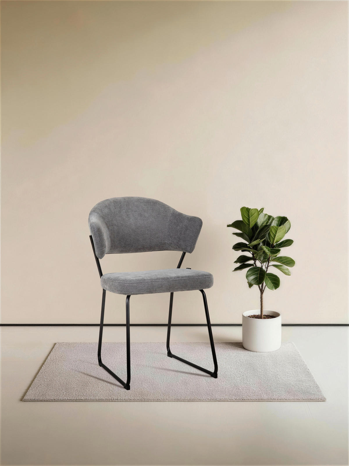 STUHL - Dunkelgrau/Schwarz, Design, Textil/Metall (57/82/62cm) - Novel