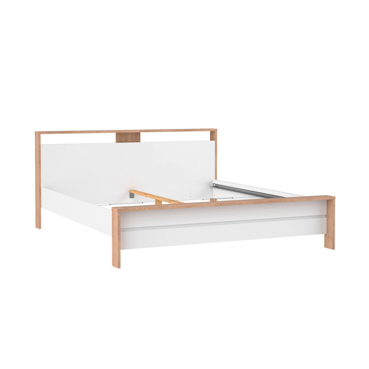 BETT 180/200 cm  in Eichefarben, Weiß  - Eichefarben/Weiß, KONVENTIONELL (180/200cm) - Boxxx