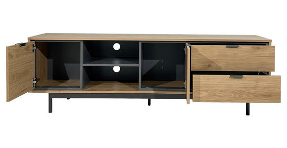 LOWBOARD META 180/56,2/40 cm 2 Schublade(n) Beimöbel erhältlich, stehend  - Eichefarben/Anthrazit, Design, Holzwerkstoff/Metall (180/56,2/40cm) - Xora