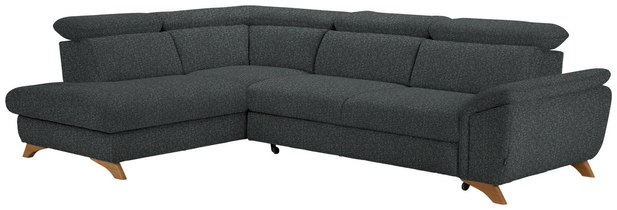 ECKSOFA in Chenille Grau  - Eichefarben/Grau, Modern, Holz/Textil (212/287cm) - Valnatura