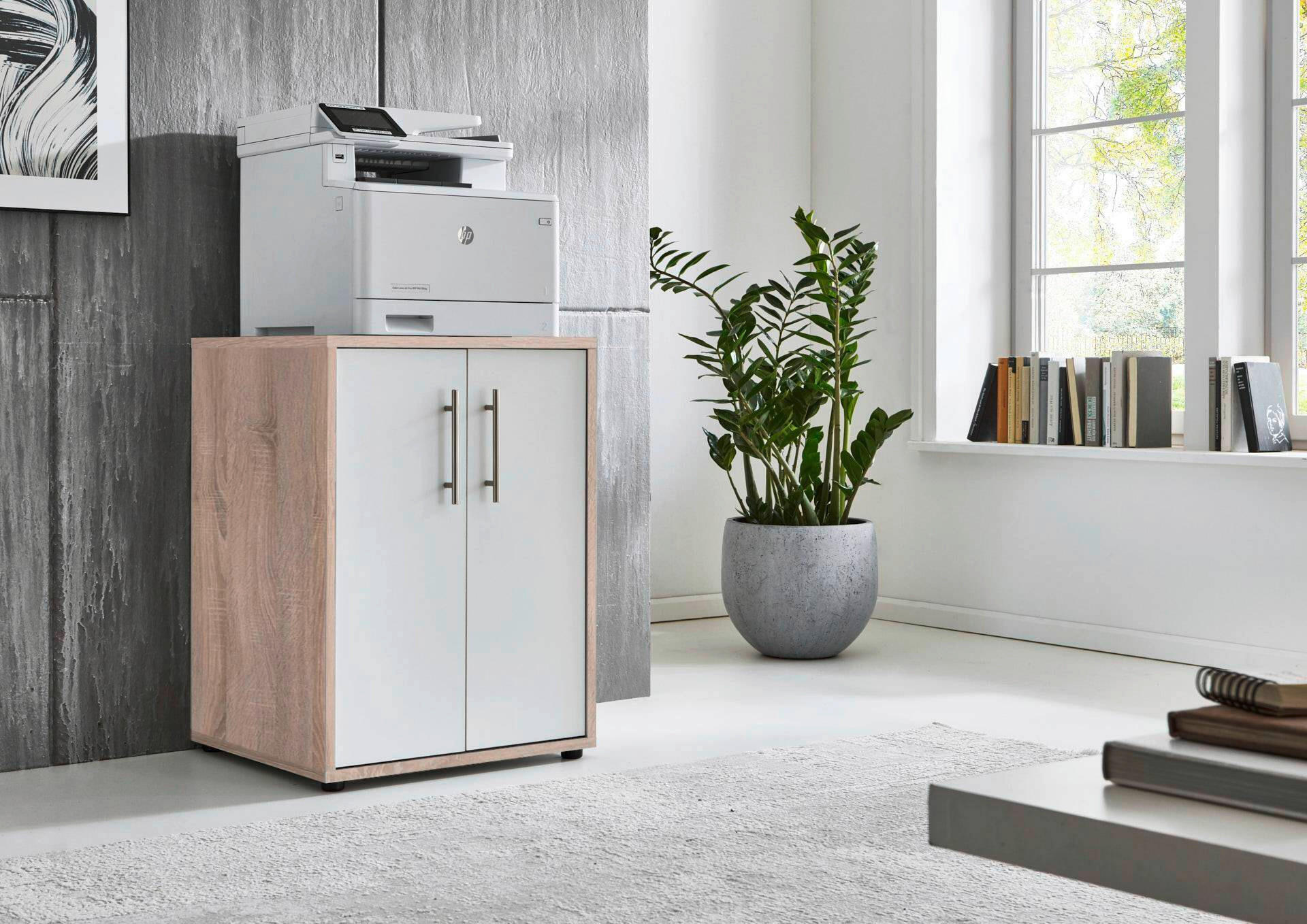 AKTENSCHRANK Weiß, Sonoma Eiche  - Weiß/Sonoma Eiche, MODERN, Holzwerkstoff (54/74/50cm) - MID.YOU