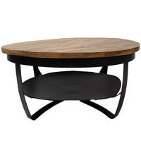 COUCHTISCH in Holz, Metall 90/90/44 cm  - Schwarz/Braun, LIFESTYLE, Holz/Metall (90/90/44cm) - MID.YOU