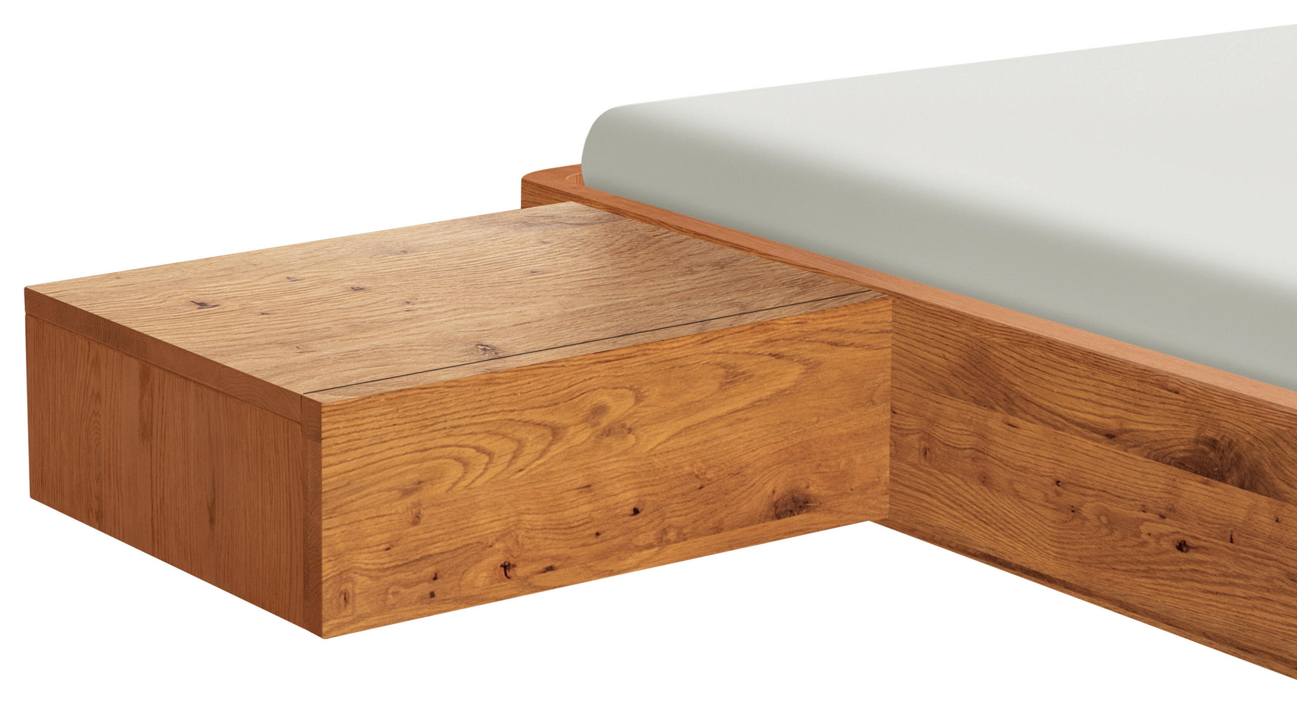 NACHTKÄSTCHEN in massiv Wildeiche Eichefarben  - Eichefarben, Natur, Holz (48/41/16cm) - Hasena