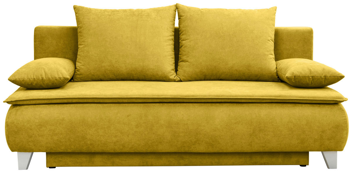 BOXSPRINGSOFA  mit Flachgewebe Gelb  - Gelb/Silberfarben, MODERN, Holz/Textil (208/100/106cm) - MID.YOU