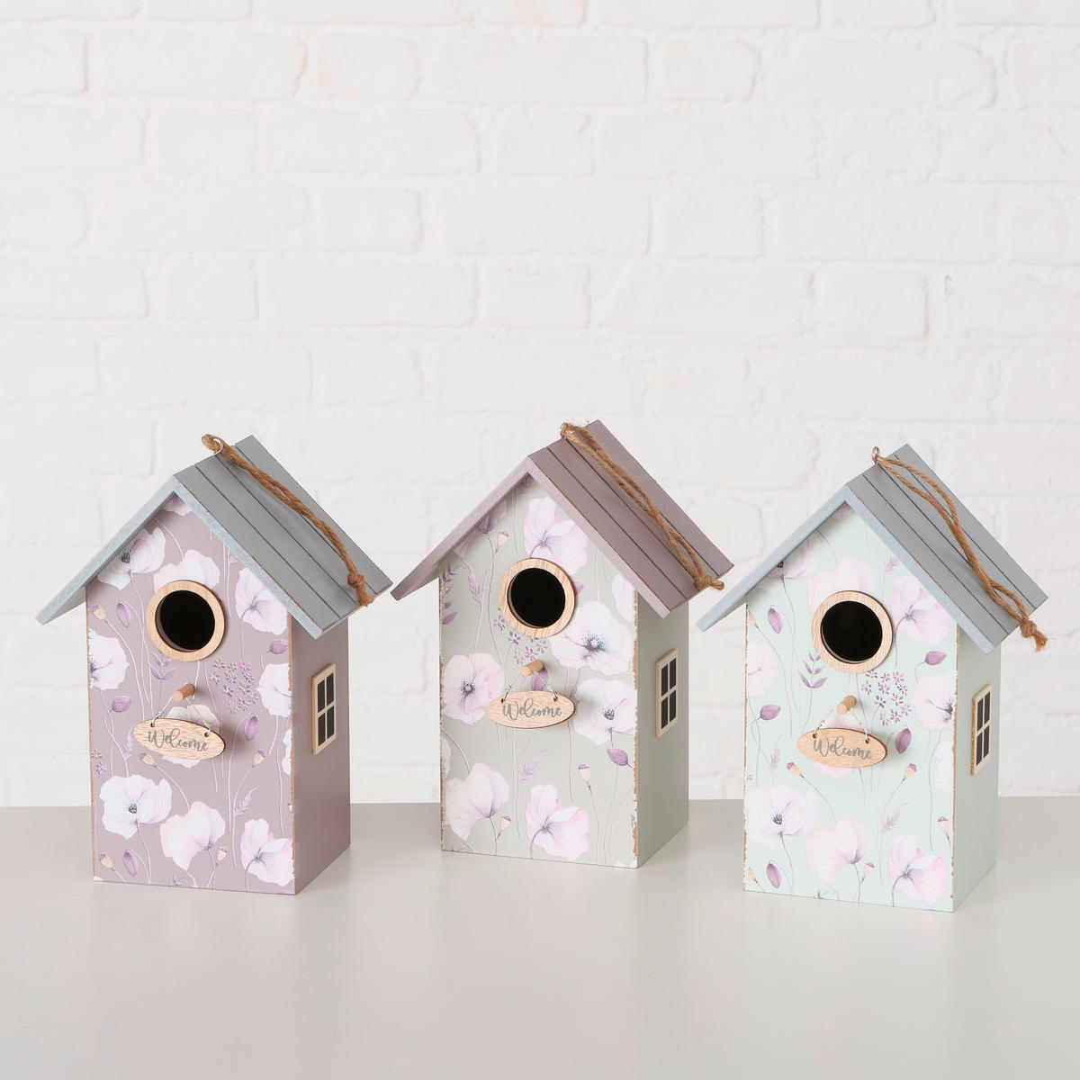 VOGELHAUS - Taupe/Hellgrün, Trend, Holz/Textil (15/12/22cm)