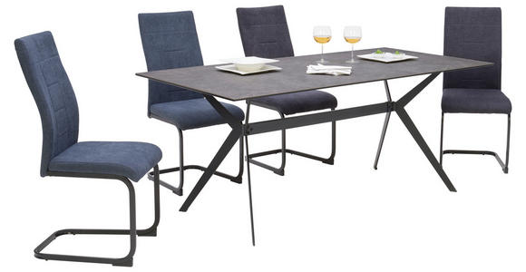 ESSTISCH in Metall, Keramik 180/90/75 cm - Schwarz/Grau, Design, Keramik/Metall (180/90/75cm) - Hom`in