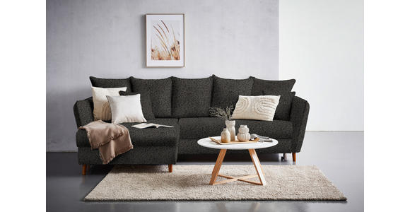 ECKSOFA in Bouclé Anthrazit  - Eichefarben/Anthrazit, KONVENTIONELL, Holz/Textil (284/162cm) - Carryhome