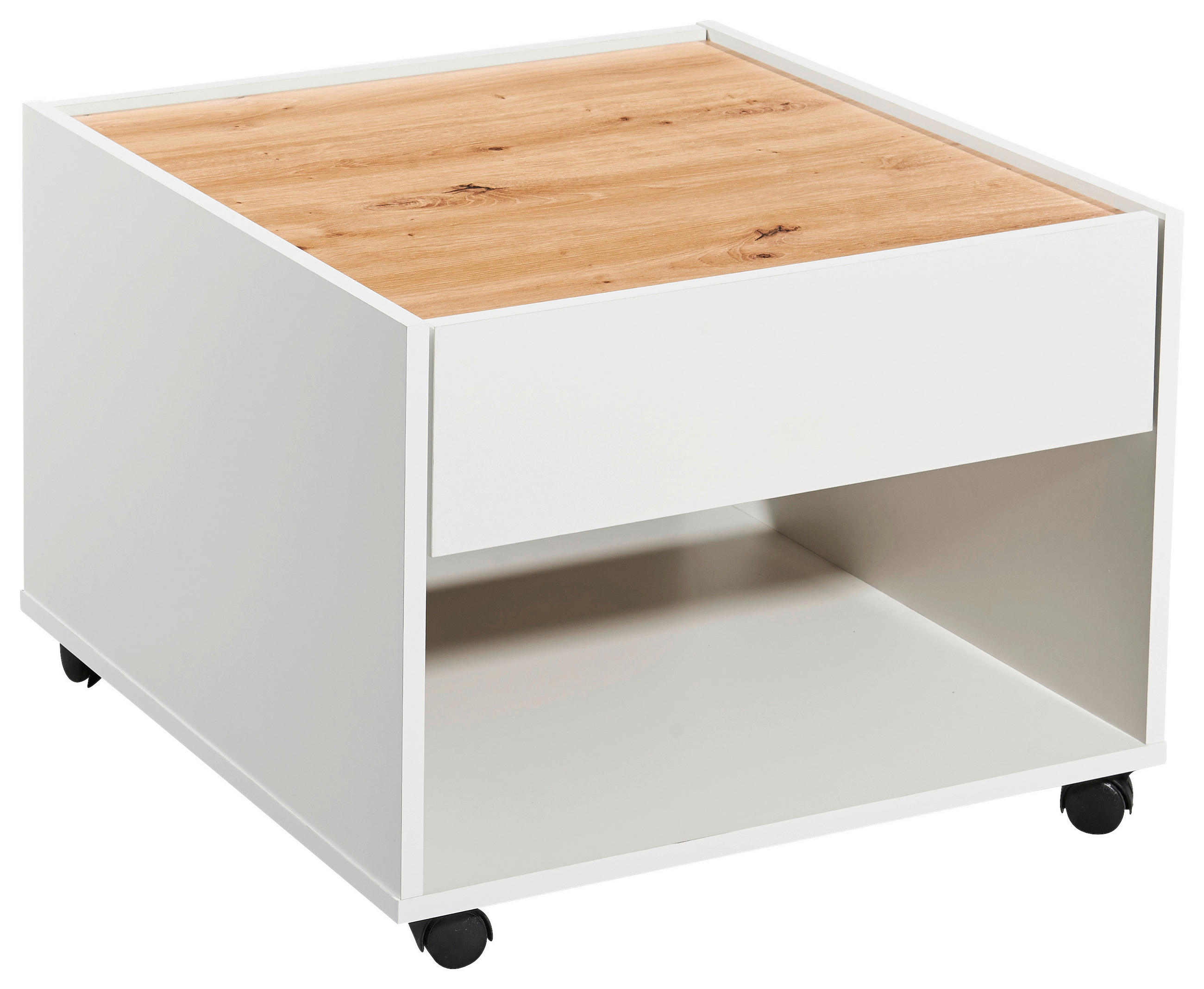 COUCHTISCH 60/60/45 cm quadratisch Weiß, Eiche Artisan  - Weiß/Eiche Artisan, KONVENTIONELL, Holzwerkstoff/Kunststoff (60/60/45cm) - Carryhome