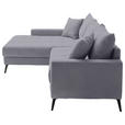 ECKSOFA  in Cord Grau  173/280 cm  - Schwarz/Grau, KONVENTIONELL, Textil/Metall (173/280cm) - Hom`in