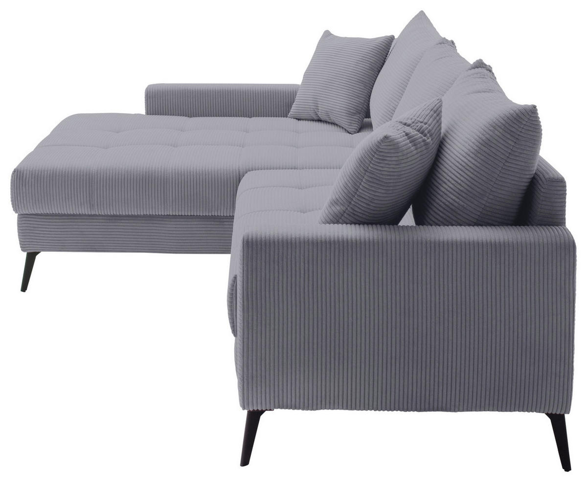 ECKSOFA Grau Cord  - Schwarz/Grau, KONVENTIONELL, Textil/Metall (173/280cm) - Hom`in