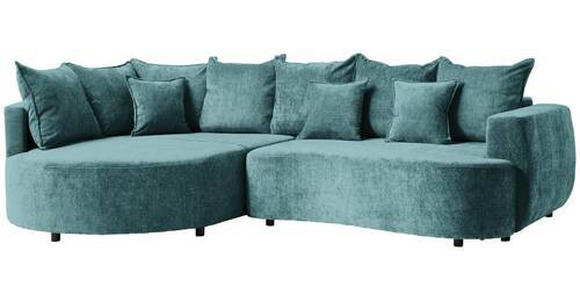 ECKSOFA in Chenille Türkis  - Türkis/Schwarz, Design, Kunststoff/Textil (194/307cm) - Carryhome