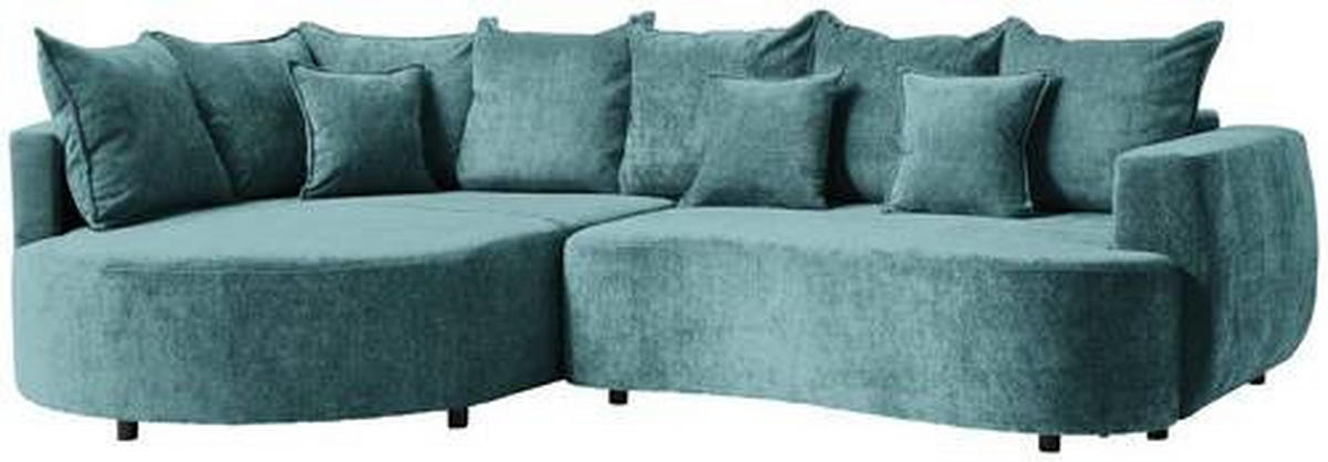 ECKSOFA in Chenille Türkis  194/307 cm  - Türkis/Schwarz, Design, Kunststoff/Textil (194/307cm) - Carryhome